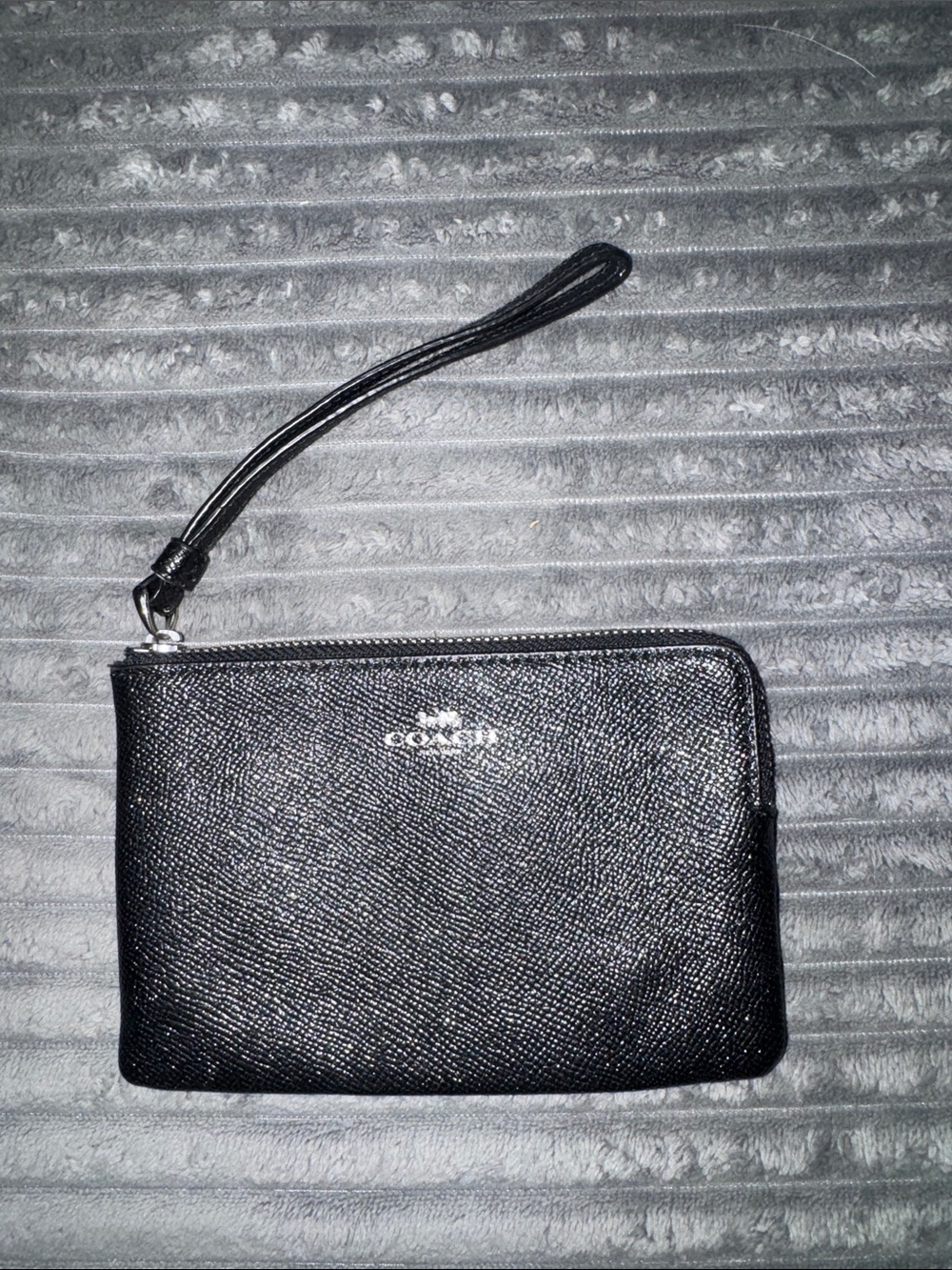 Coach Black Saffiano Leather Wristlet
